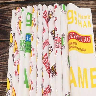 Waterproof Food Wrapping Paper With Logo Offset Printing Wax Burger Wrap Sheets