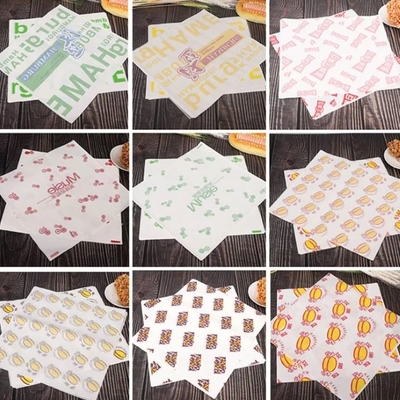 Waterproof Food Wrapping Paper With Logo Offset Printing Wax Burger Wrap Sheets